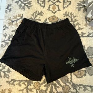 Alphalete Black Shorts with White Logo Tag